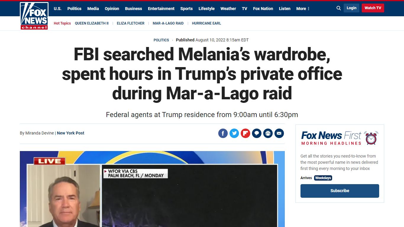 FBI searched Melania’s wardrobe, spent hours in Trump’s private office ...