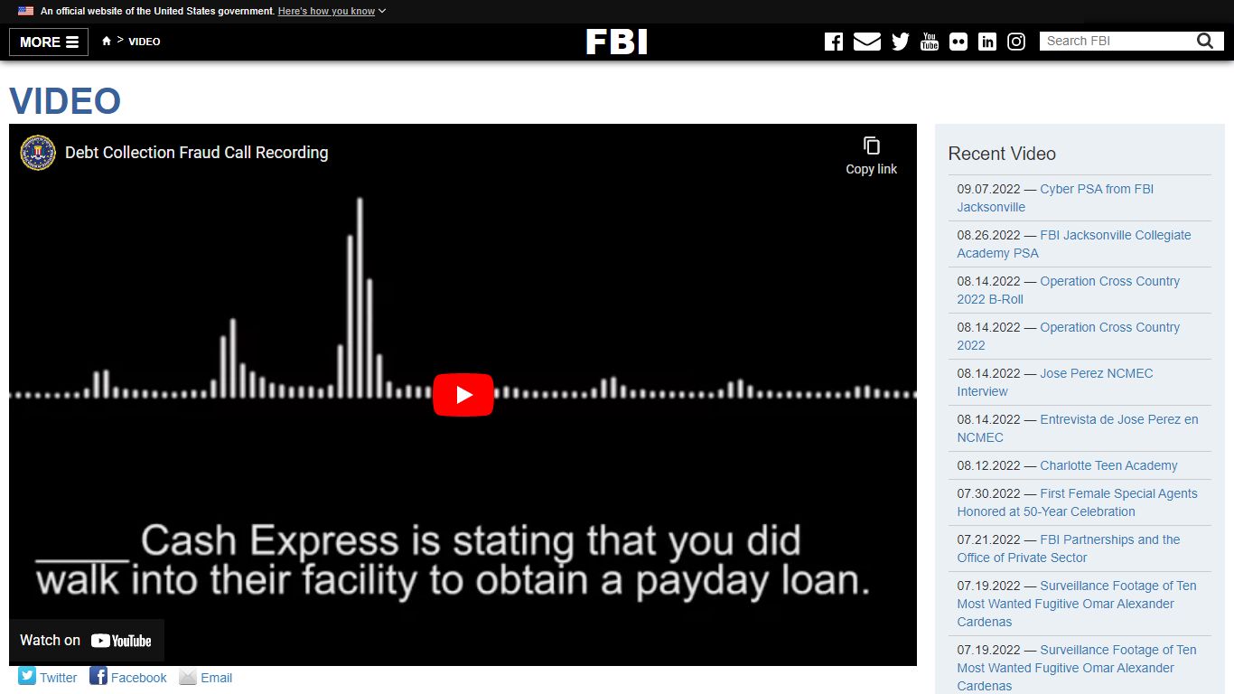 Debt Collection Fraud Call Recording — FBI